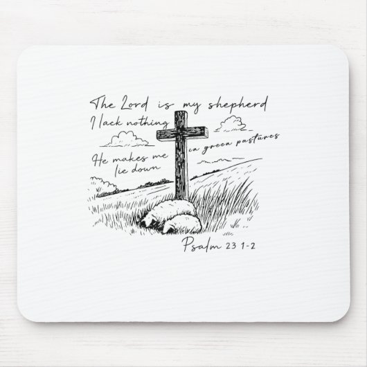 The Lord Is My Shepherd Psalm 23 Cross Meadow  Muismat (Voorkant)