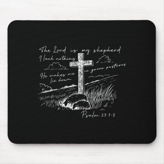 The Lord Is My Shepherd Psalm 23 Cross Meadow  Muismat (Voorkant)