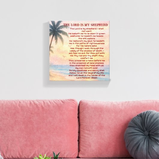 The Lord Is My Shepherd Psalm 23 Sunset Beach  Canvas Afdruk (Insitu (Woonkamer))