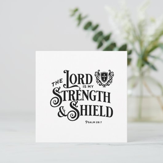 The Lord is My Strength Scripture Flat Note Card (Staand voorkant)