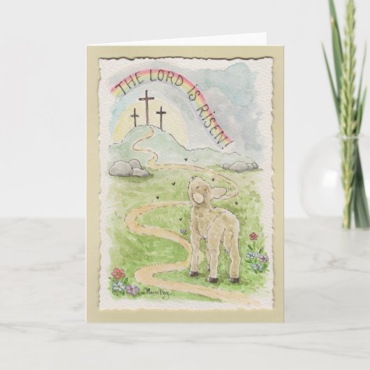 The Lord Is Risen Easter Card with Lamb Kaart (Voorkant)