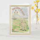 The Lord Is Risen Easter Card with Lamb Kaart (Gele Bloem)