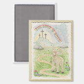 The Lord Is Risen Lamb Magnet (Voorkant / Achterkant)