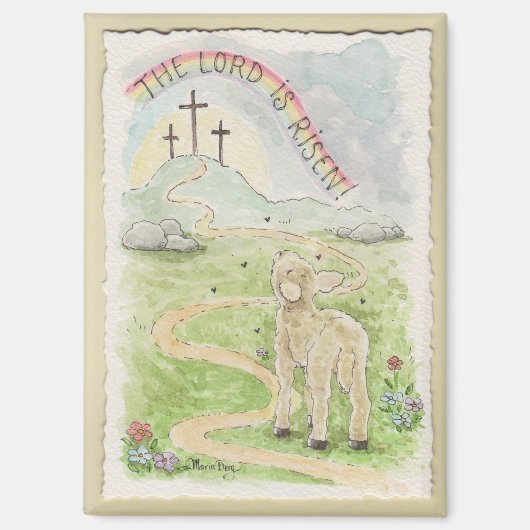 The Lord Is Risen Lamb Magnet (Voorkant)