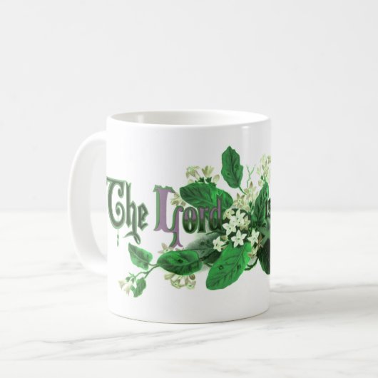 "The Lord is Risen" paaskunst groen Koffiemok (Voorkant links)