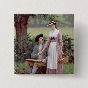 The Lord of Burleigh, Tennyson, 1919 (olie op canv Vierkante Button 5,1 Cm