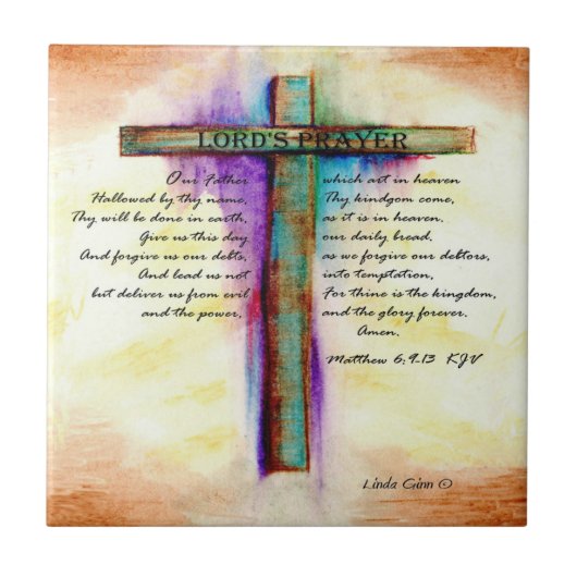 The Lord's Prayer Cross Tegeltje (Voorkant)