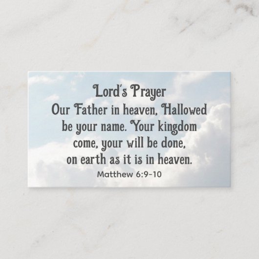 The Lord's Prayer, Matthew 6:9-10 Bijbelverse Visitekaartje (Voorkant)