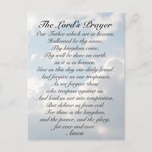 The Lord's Prayer, Matthew 6:9-13 Bijbelverse Briefkaart (Voorkant)