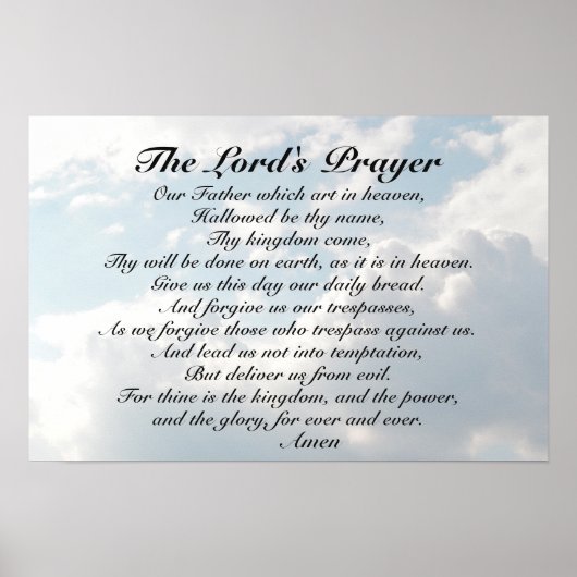 The Lord's Prayer, Matthew 6:9-13 Bijbelverse Poster (Voorkant)