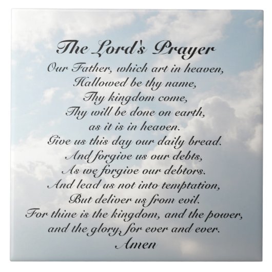 The Lord's Prayer, Matthew 6:9-13 Bijbelverse Tegeltje (Voorkant)
