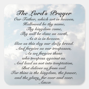 The Lord's Prayer, Matthew 6:9-13 Bijbelverse Vierkante Sticker