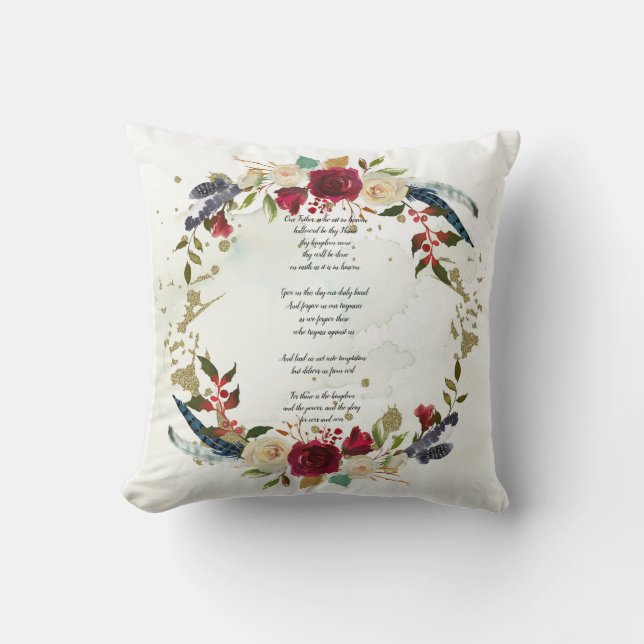 The Lord's Prayer Pillow, bijbelversie Kussen (Voorkant)