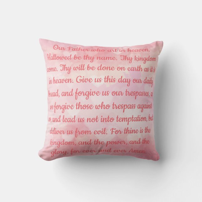 The Lord's Prayer Pink Kussen (Voorkant)