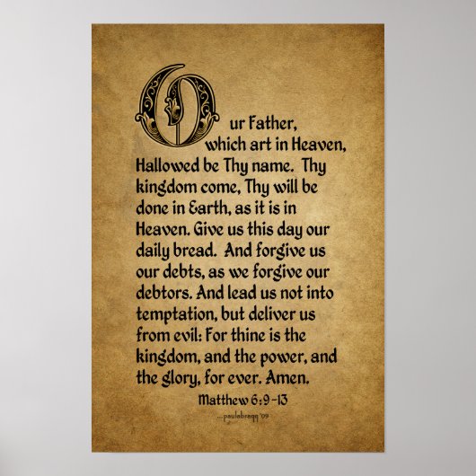 The Lord's Prayer (Scripture: Matthew 6:9-13) Poster (Voorkant)