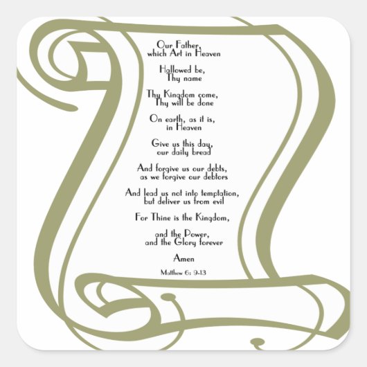 The Lords Prayer Vierkante Sticker (Voorkant)