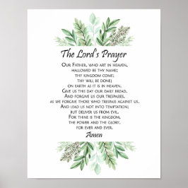 The Lord's Prayer with Greenery ~ Matthew 6:9-13 Poster