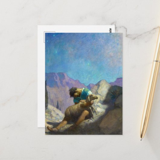 The Lost Sheep van Newell Convers Wyeth Briefkaart (Voorkant / Achterkant in situ)