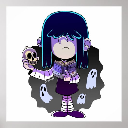 The Loud House Lucy Loud with Spell book and Skull Poster (Voorkant)