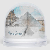 The Louvre Paris Snow Globe – Vintage Retro Travel Sneeuwbol (Achterkant)