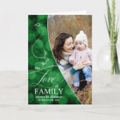 The Love Family Green Bokeh kerstfoto Feestdagen Kaart (Voorkant)