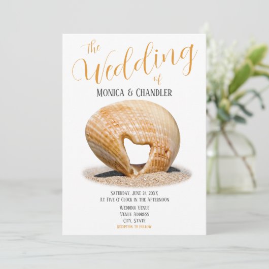 The Love Heart Shell, Wedding, Invitation Kaart (Staand voorkant)