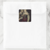 The Love Letter, een dame met haar Maid Vierkante Sticker (Tas)