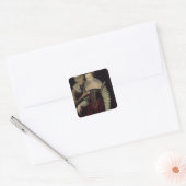 The Love Letter, een dame met haar Maid Vierkante Sticker (Envelop)