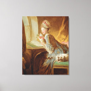 "The Love Letter" van Jean-Honoré Fragonard Rococo Canvas Afdruk