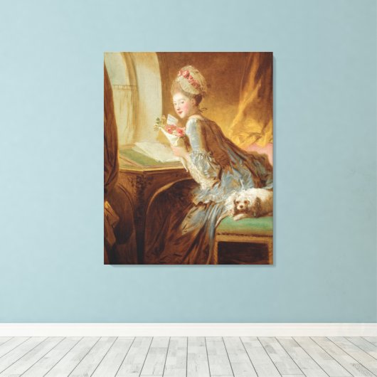 "The Love Letter" van Jean-Honoré Fragonard Rococo Canvas Afdruk (Insitu (Houten vloer))