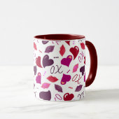 The Love Mug! Valentine Hearts,Lips,XOs Mok (Voorkant rechts)