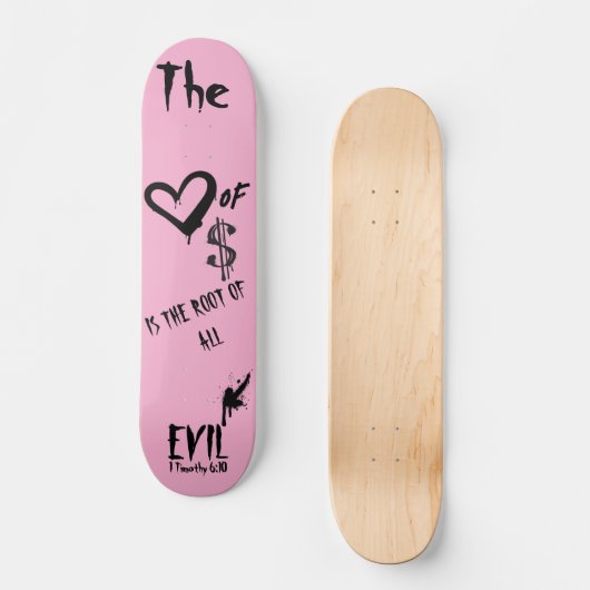 The Love of Money Evil Pink Doodle  Persoonlijk Skateboard (Voorkant)