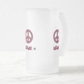 The Love & Peace design frosted glass mug Matglas Bierpul (Voorkant rechts)