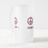 The Love & Peace design frosted glass mug Matglas Bierpul (Voorkant links)