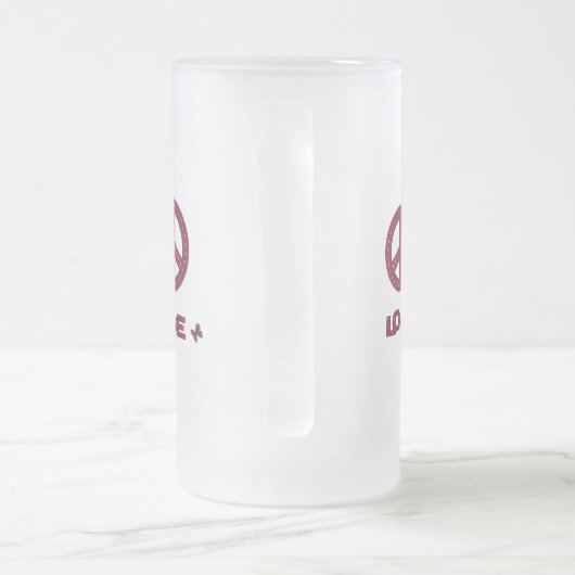 The Love & Peace design frosted glass mug Matglas Bierpul (Handvat)