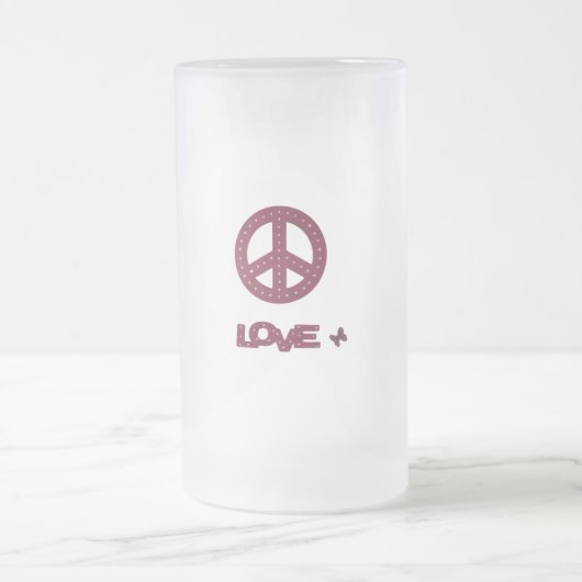 The Love & Peace design frosted glass mug Matglas Bierpul (Center)