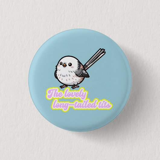 The lovely Long-tailed Tit Ronde Button 3,2 Cm (Voorkant)