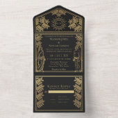 The Lovers Black Gold Tarot Kaart Wedding Invite (Binnen)