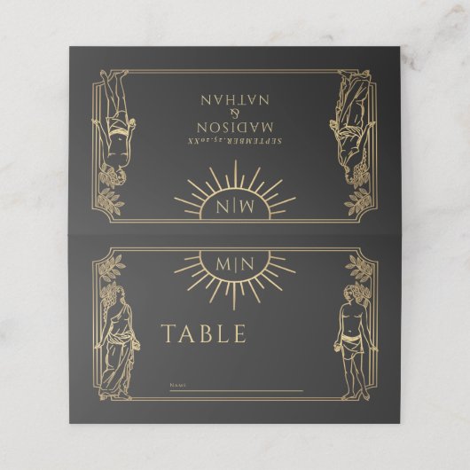 The Lovers Gold Tarot Kaart Bruiloft Plaatskaartje (Buitenkant ongevouwen)