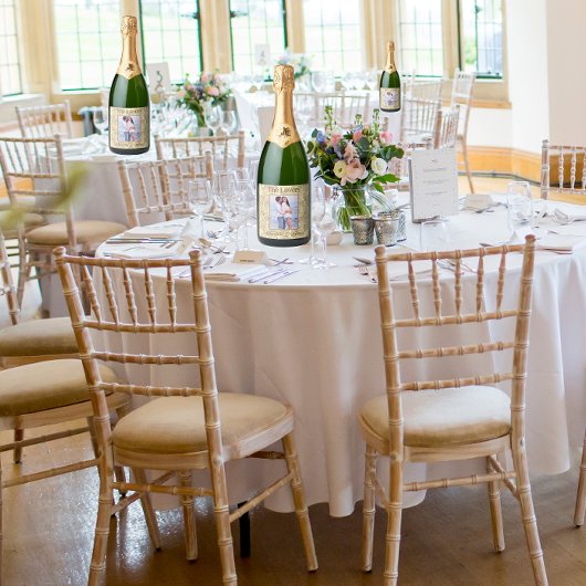 The Lovers Gold Tarot Kaart Paar Naam en foto Sparkling Wijnetiket