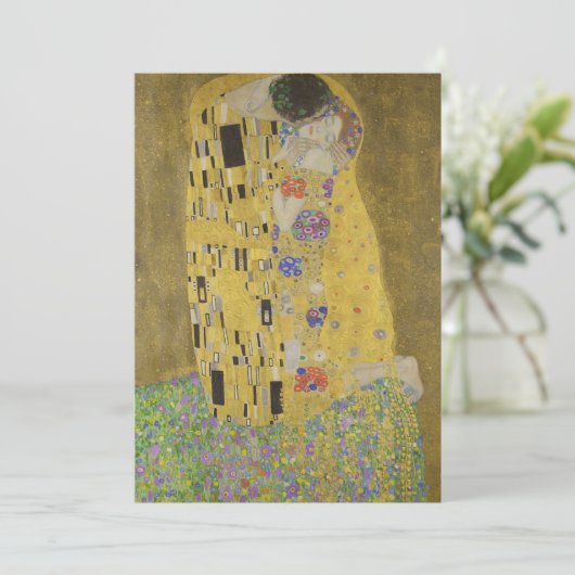 The Lovers Kissingembrace by Gustav Klimt Feestdagenkaart (Staand voorkant)