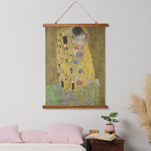 The Lovers Kissingembrace by Gustav Klimt Hangend Wandkleed (Slaapkamer)