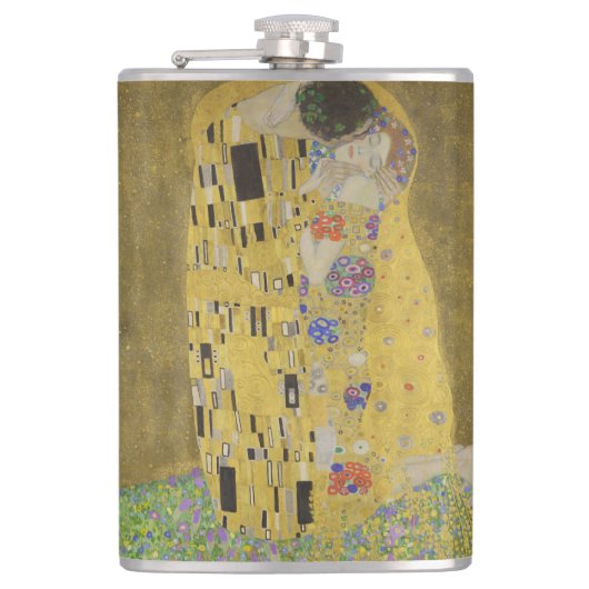 The Lovers Kissingembrace by Gustav Klimt Heupfles (Voorkant)