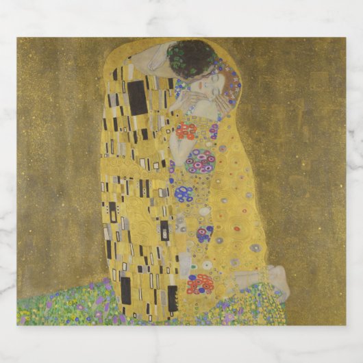 The Lovers Kissingembrace by Gustav Klimt Likeurfles Etiket (Enkel label)