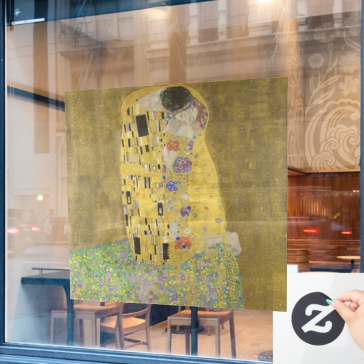 The Lovers Kissingembrace by Gustav Klimt Raamsticker (Cafe Raam)