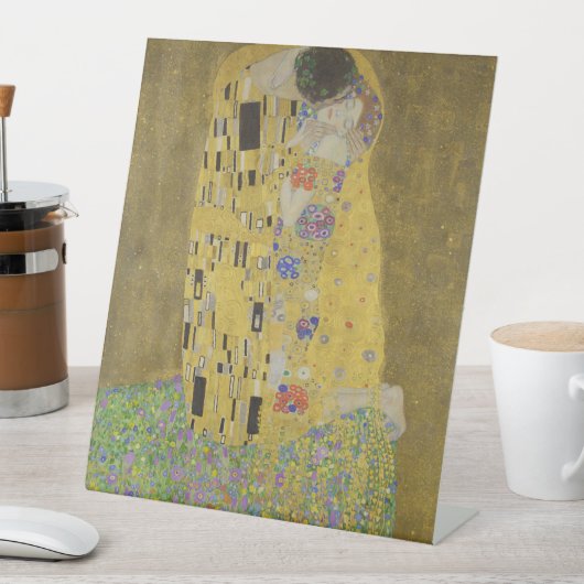 The Lovers Kissingembrace by Gustav Klimt Reclamebord Met Voetstuk (Insitu)