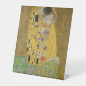 The Lovers Kissingembrace by Gustav Klimt Reclamebord Met Voetstuk (Voorkant)