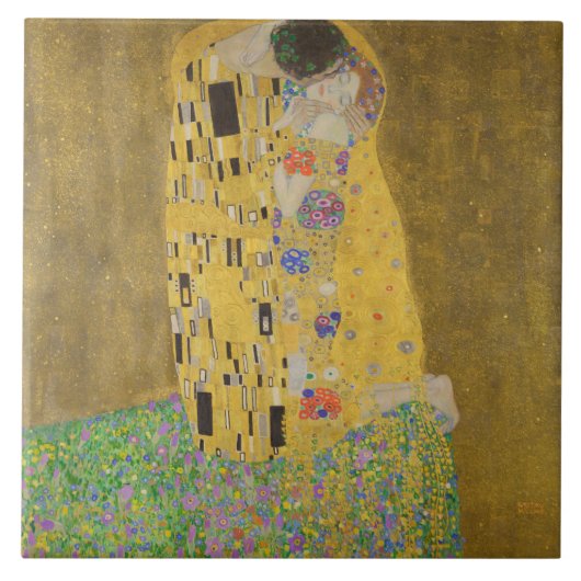 The Lovers Kissingembrace by Gustav Klimt Tegeltje (Voorkant)