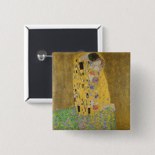 The Lovers Kissingembrace by Gustav Klimt Vierkante Button 5,1 Cm