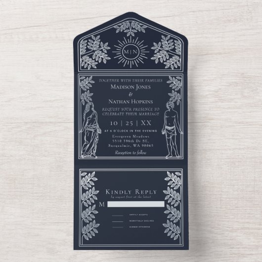 The Lovers Silver Tarot Kaart Wedding Invite (Binnen)
